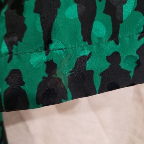 Vintage Dennis Goldsmith Green Silk Button Down Blouse W/ Women Silhouette Print - Picture 15 of 15